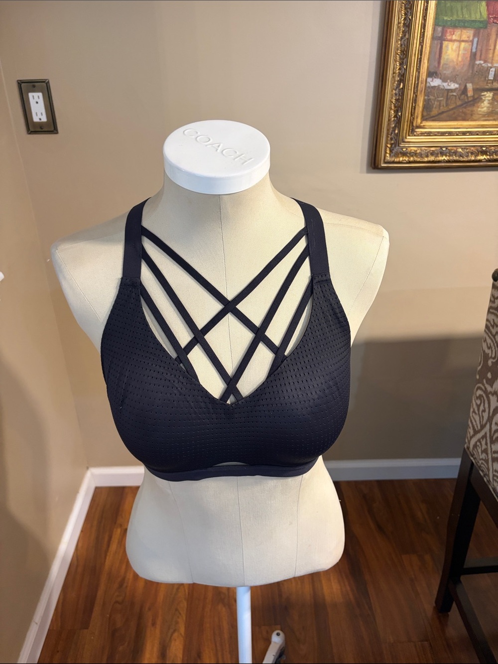 Victoria's Secret Black Strappy Perforated Sports Bra